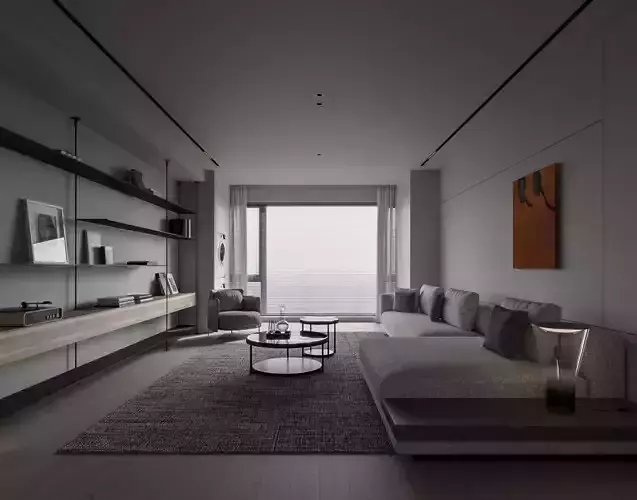 modern living and dining room interior 