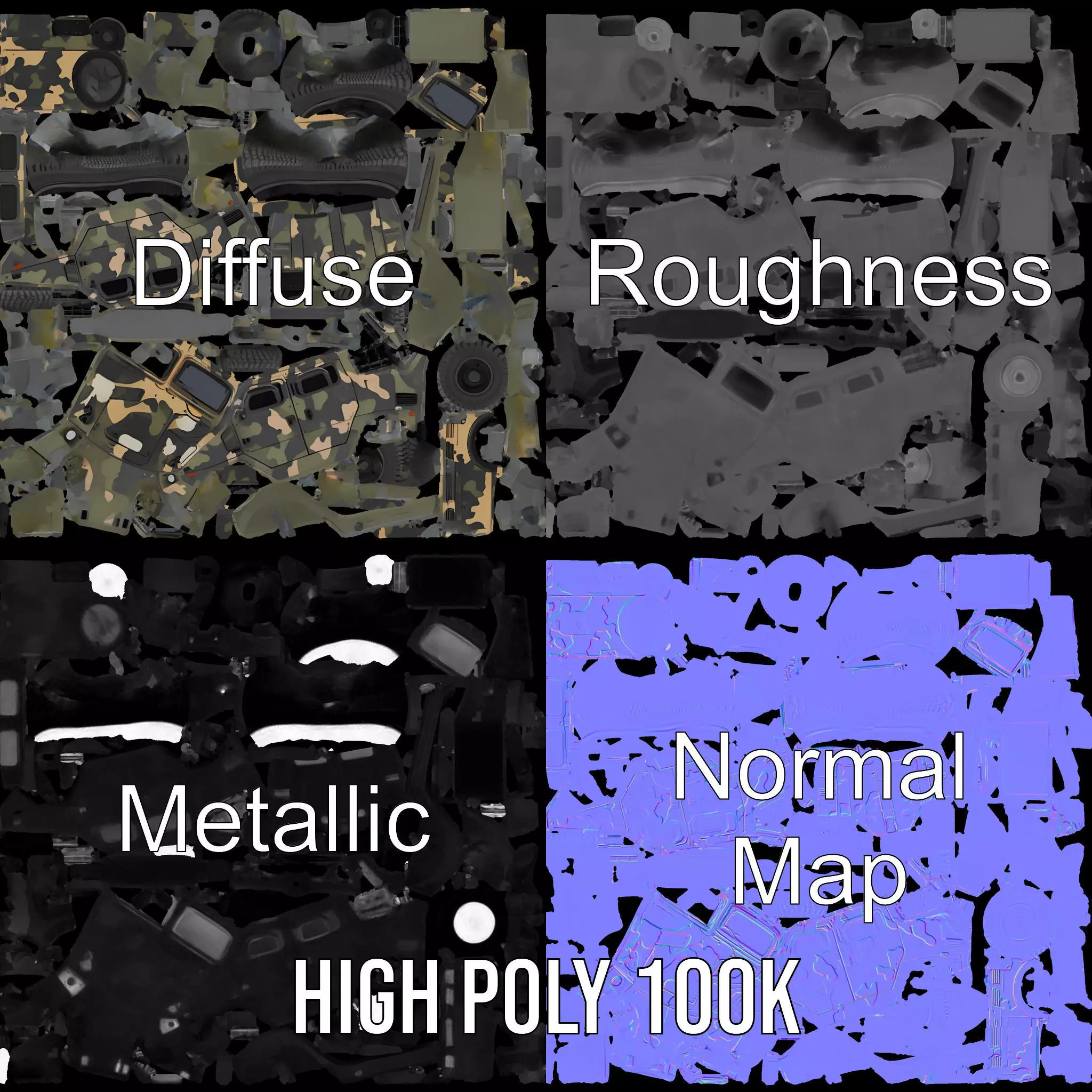 Camouflage Armored Vehicle model pack Low-poly 3D model_4