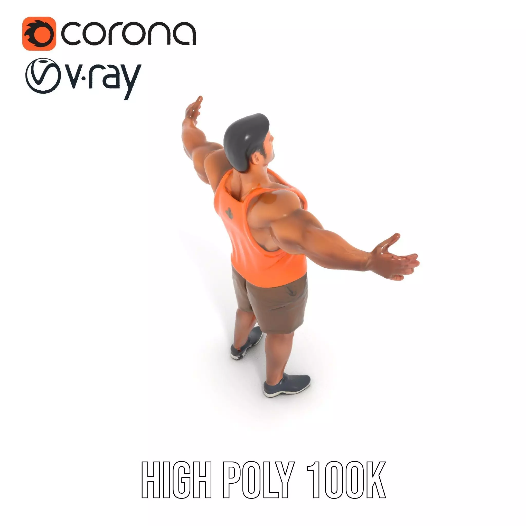 Orange Tank Athlete model pack Low-poly 3D model_24