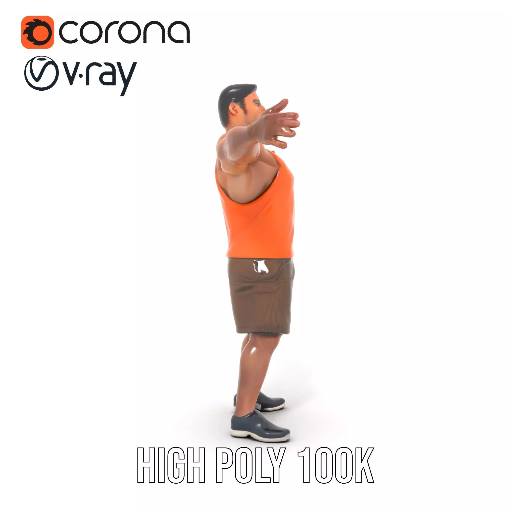 Orange Tank Athlete model pack Low-poly 3D model_18