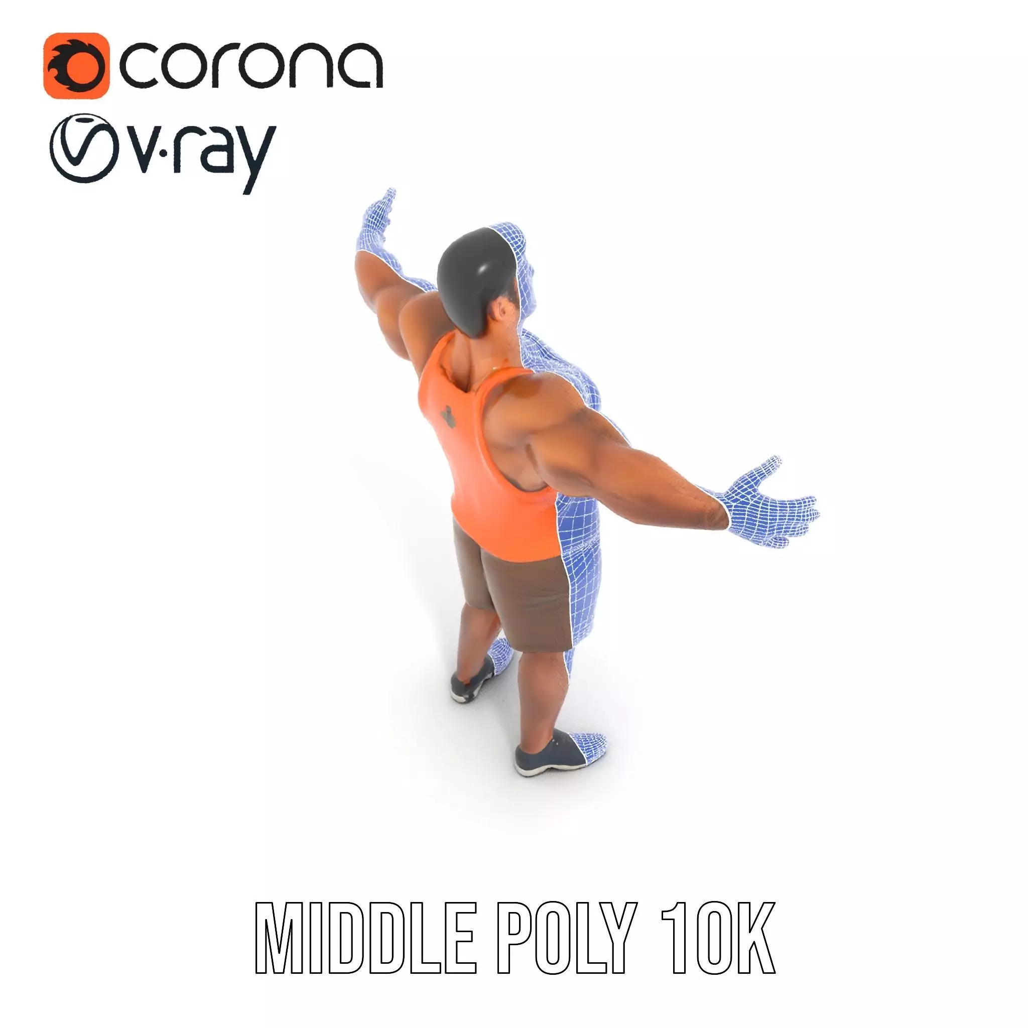 Orange Tank Athlete model pack Low-poly 3D model_6