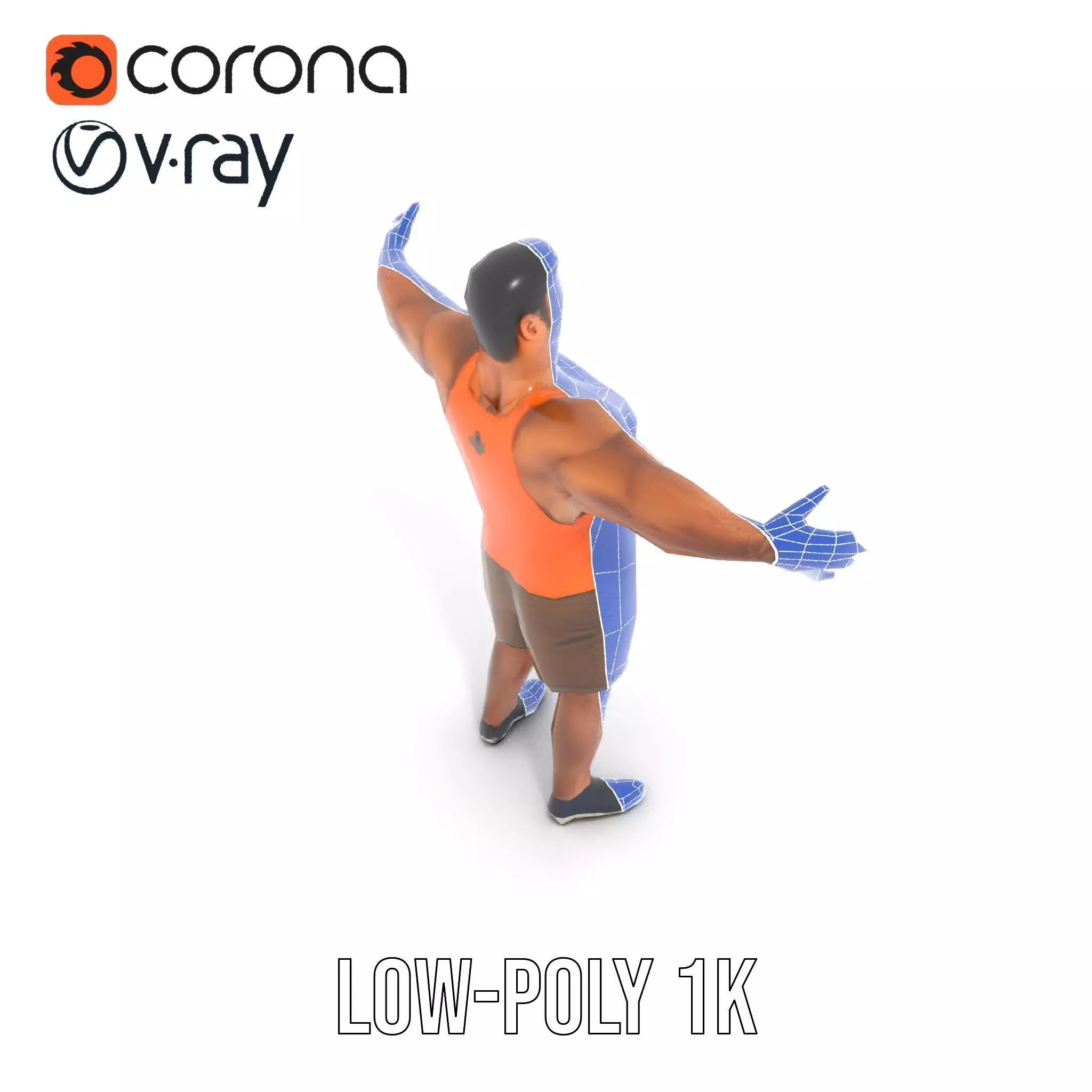 Orange Tank Athlete model pack Low-poly 3D model_23