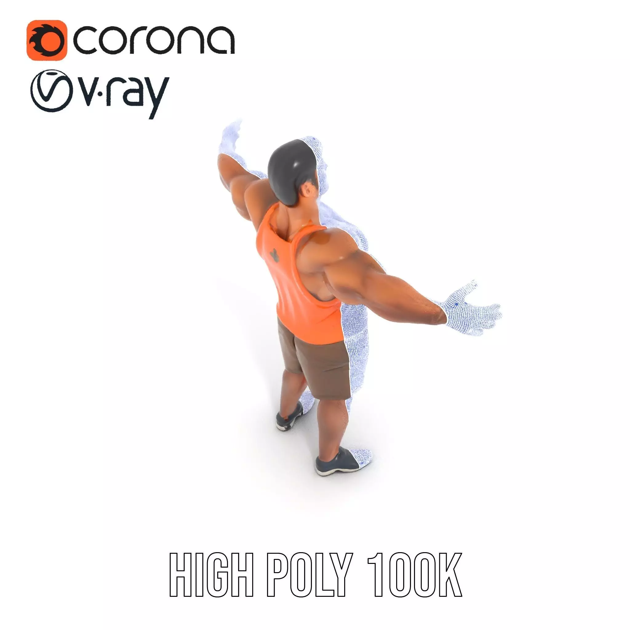 Orange Tank Athlete model pack Low-poly 3D model_35