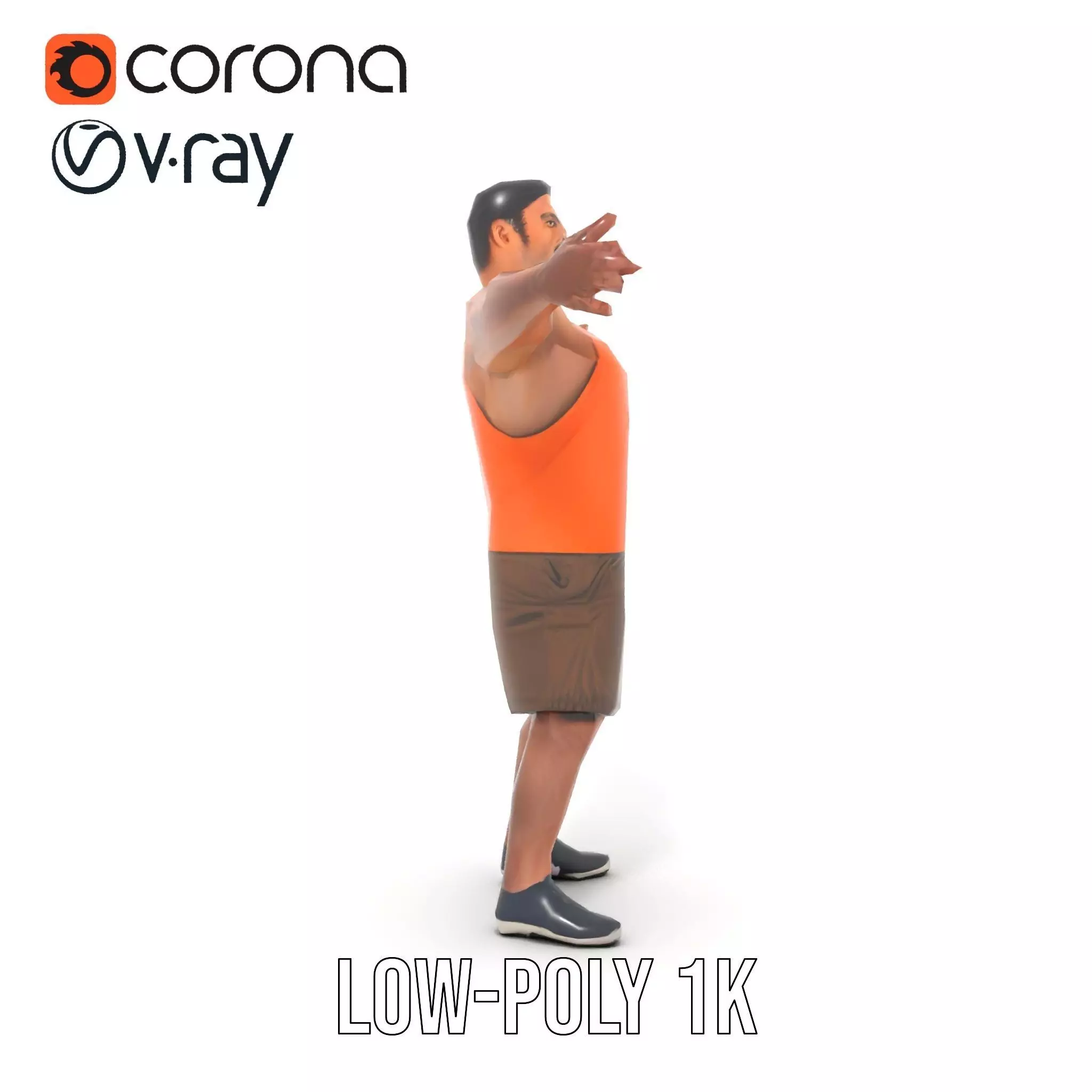 Orange Tank Athlete model pack Low-poly 3D model_31