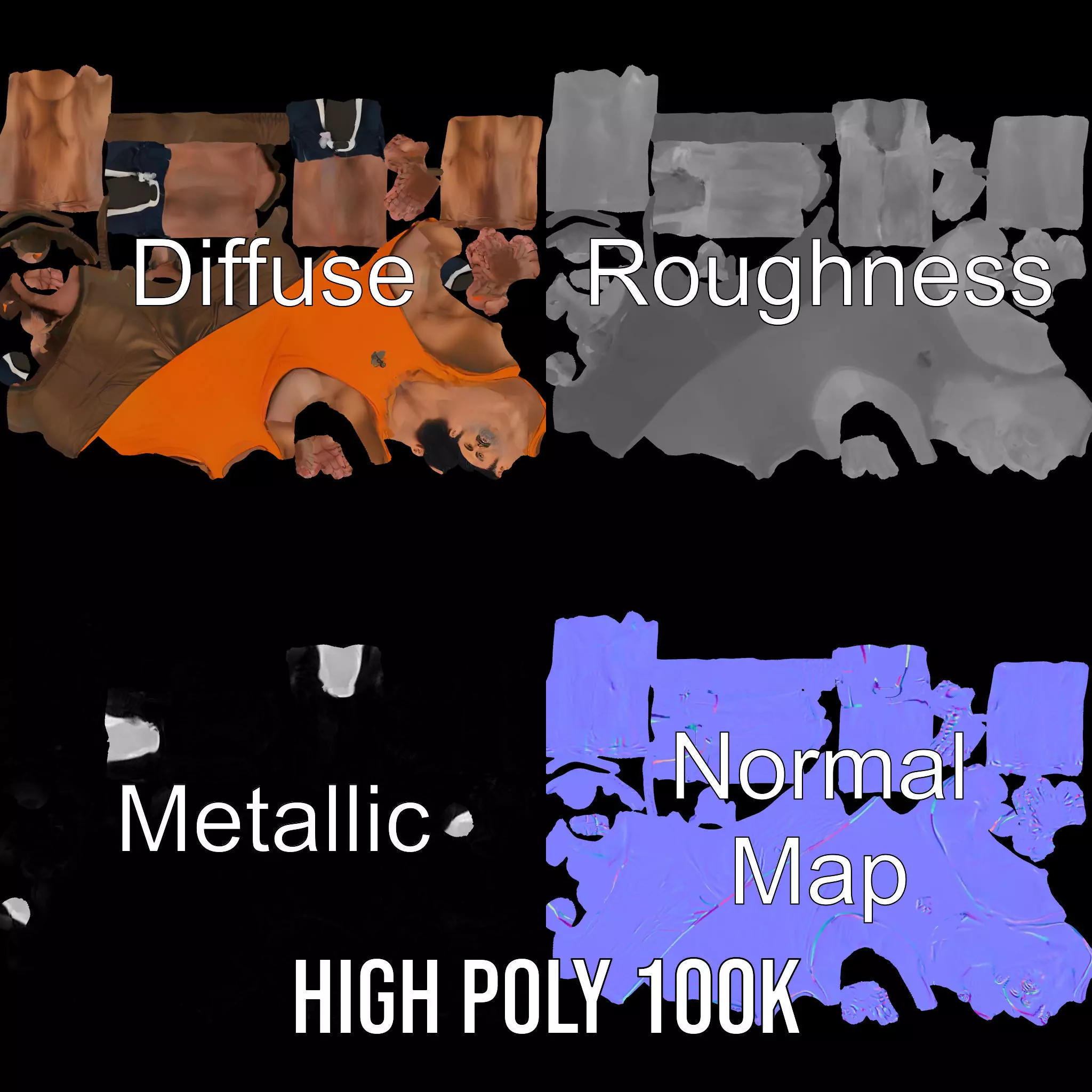 Orange Tank Athlete model pack Low-poly 3D model_4