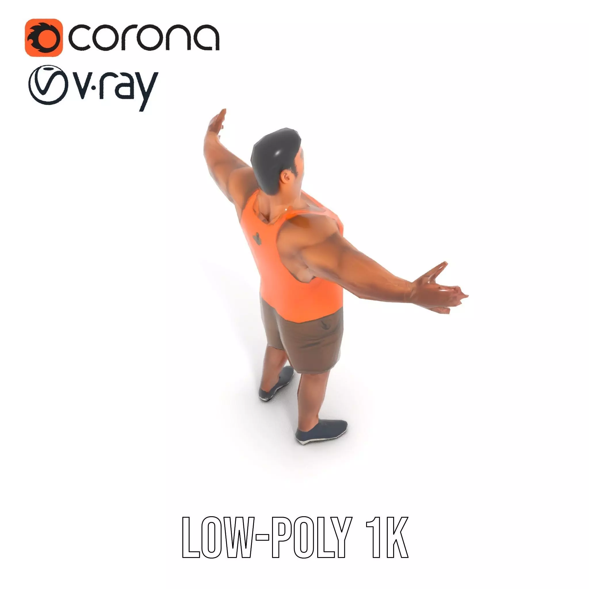 Orange Tank Athlete model pack Low-poly 3D model_20