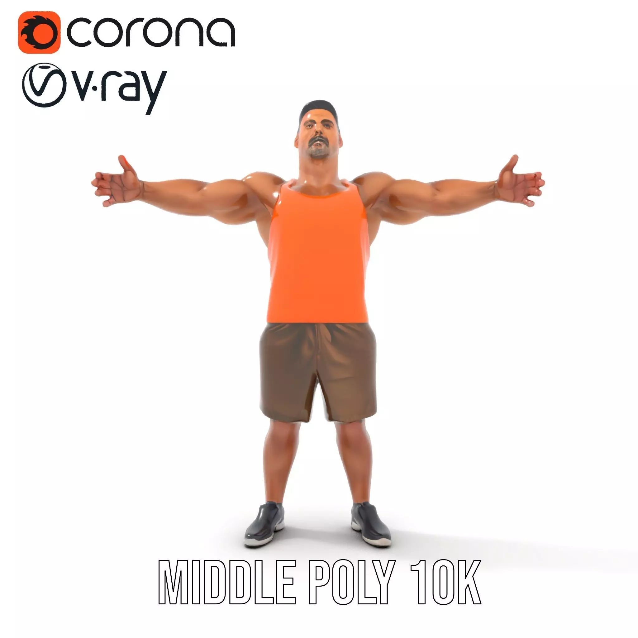 Orange Tank Athlete model pack Low-poly 3D model_14
