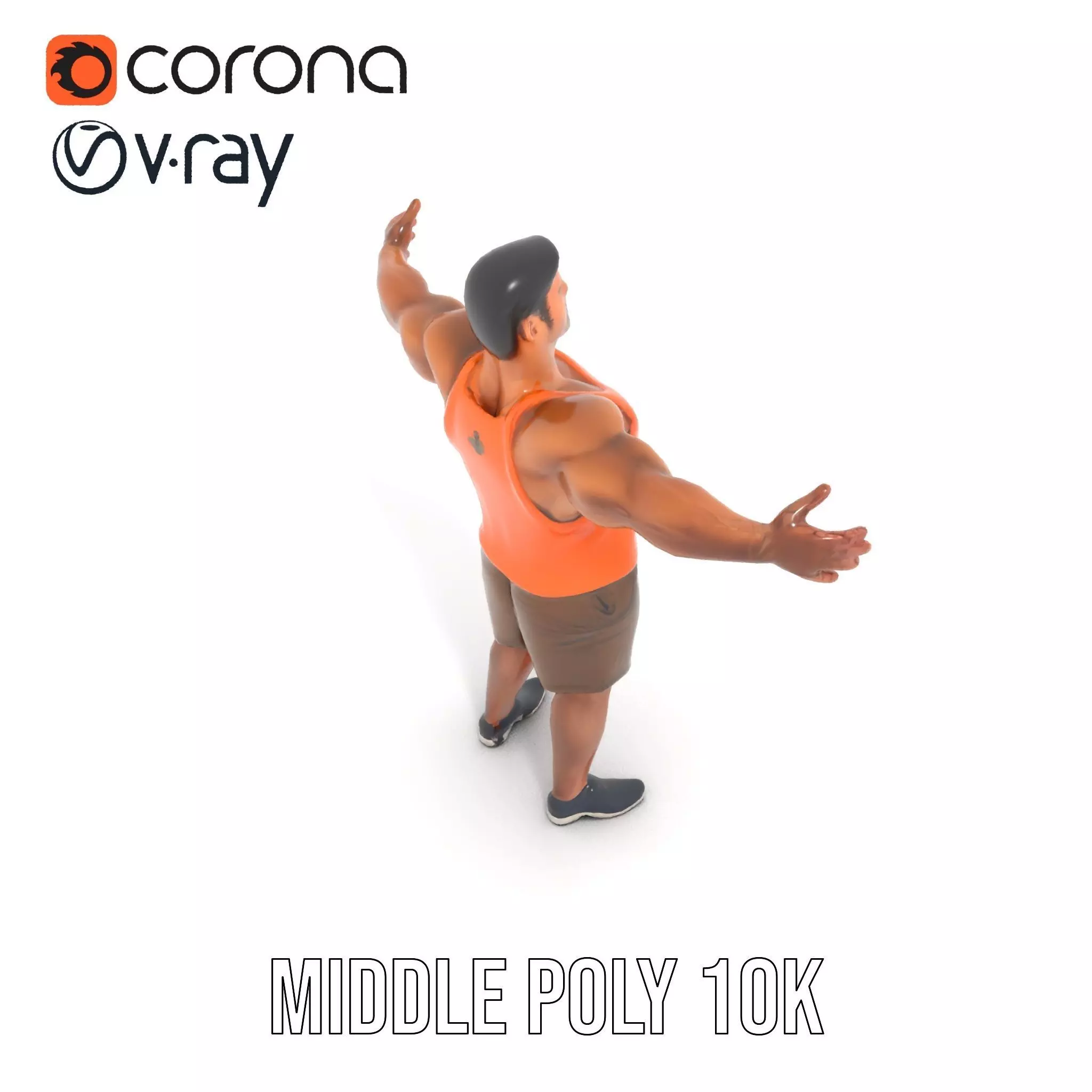 Orange Tank Athlete model pack Low-poly 3D model_16