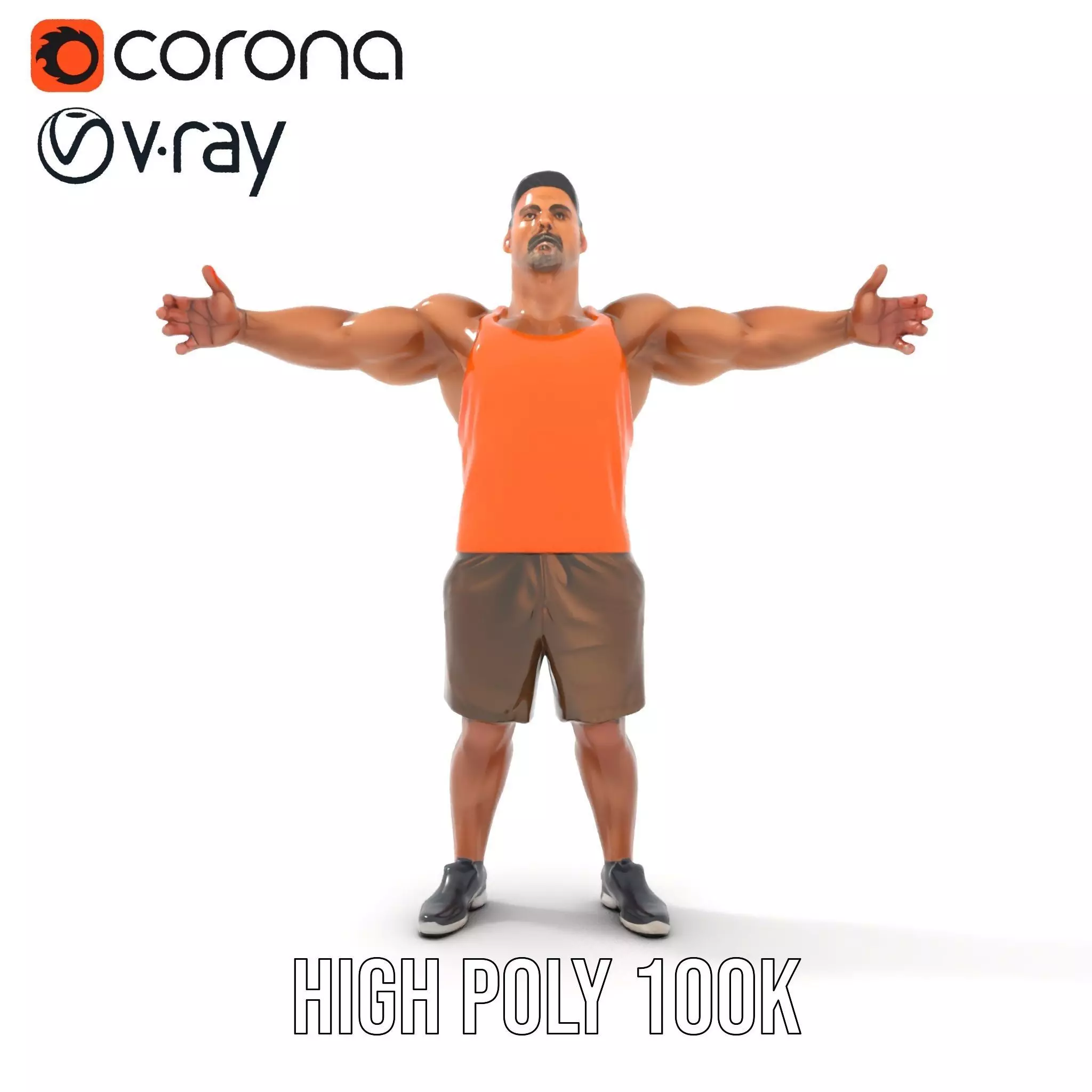 Orange Tank Athlete model pack Low-poly 3D model_21