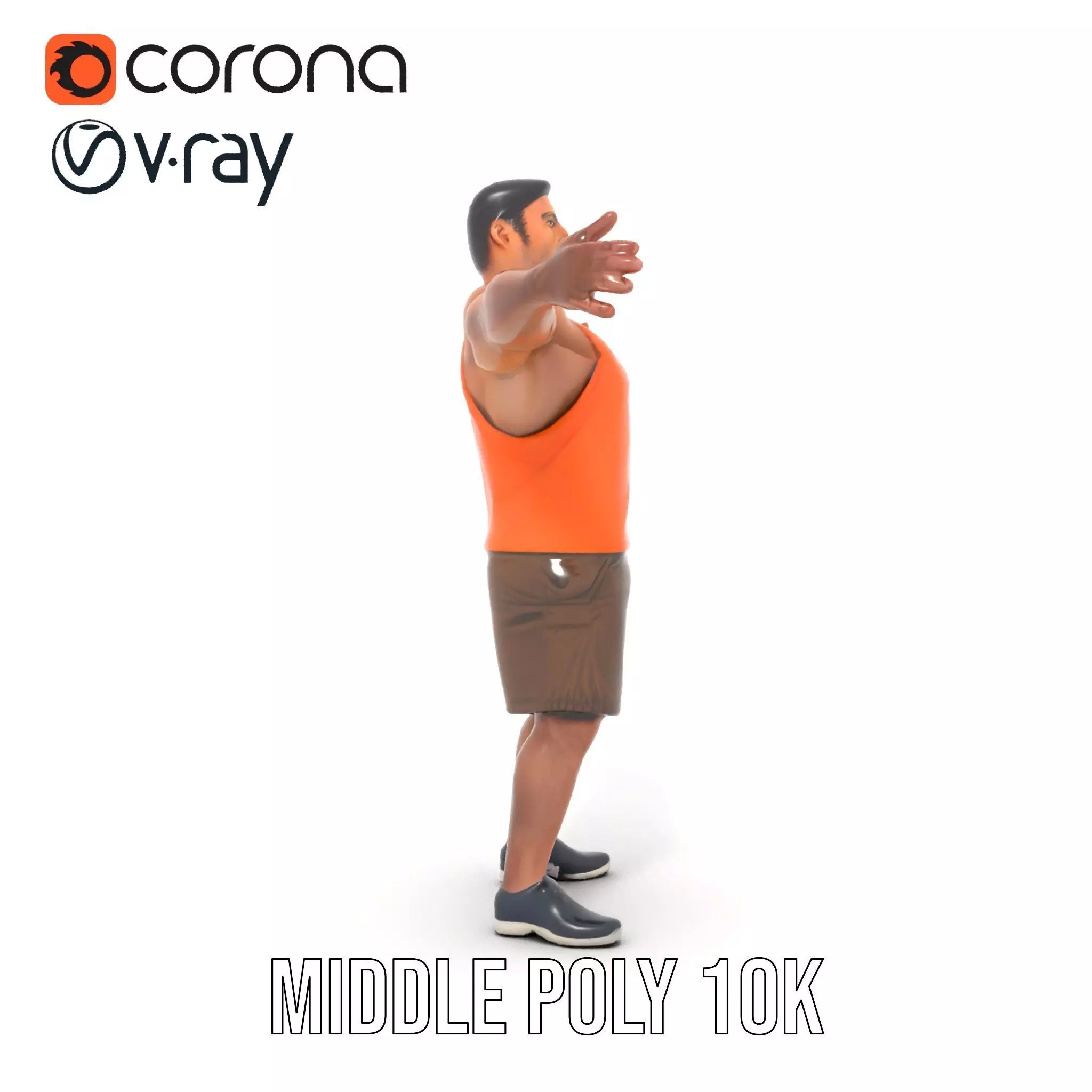 Orange Tank Athlete model pack Low-poly 3D model_22