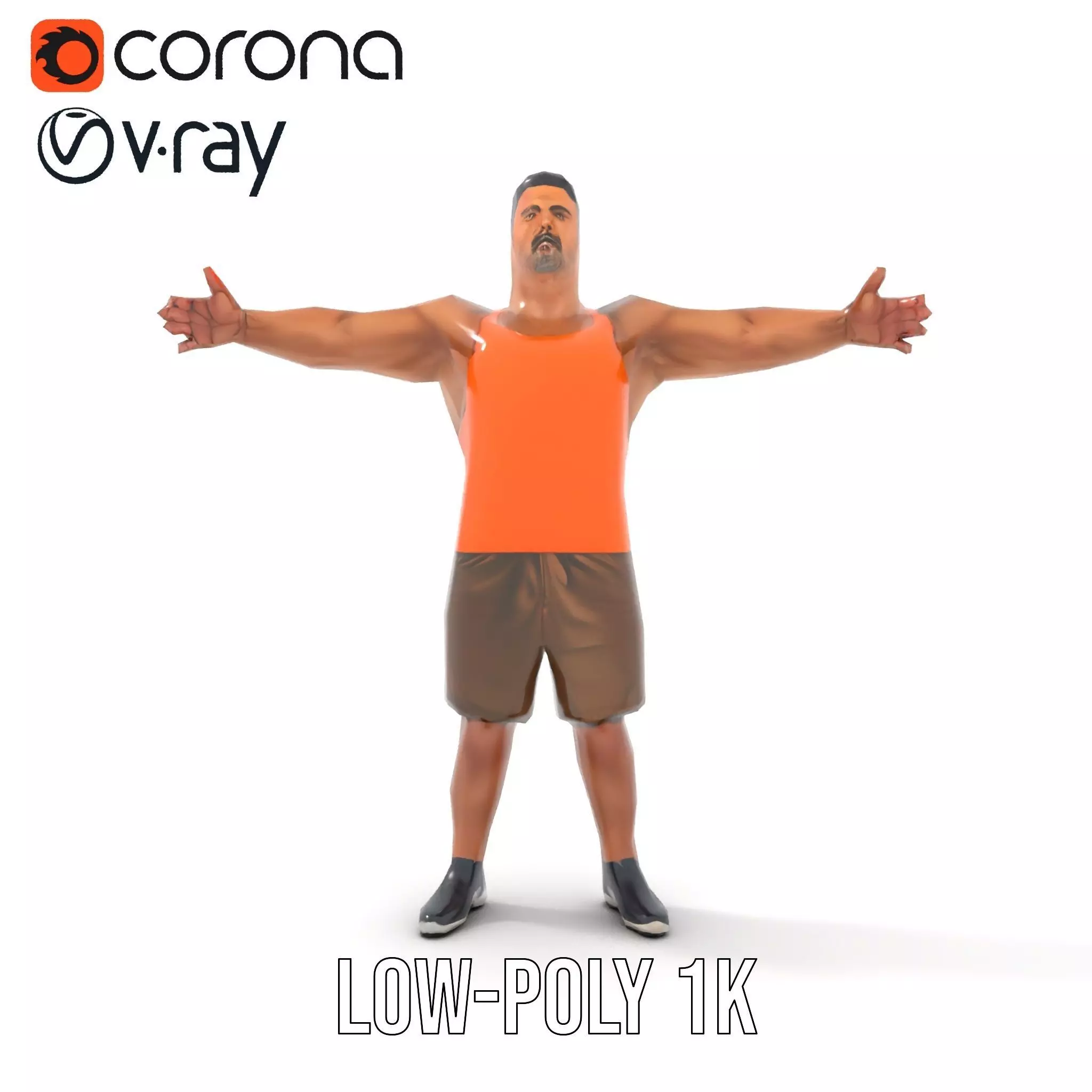 Orange Tank Athlete model pack Low-poly 3D model_17