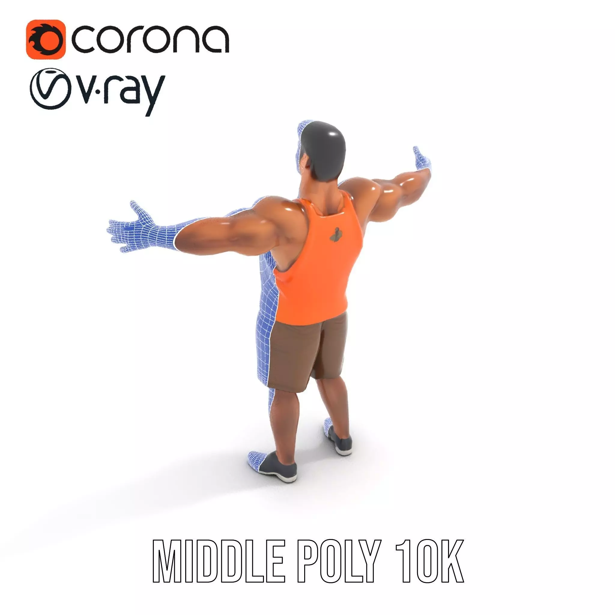 Orange Tank Athlete model pack Low-poly 3D model_7