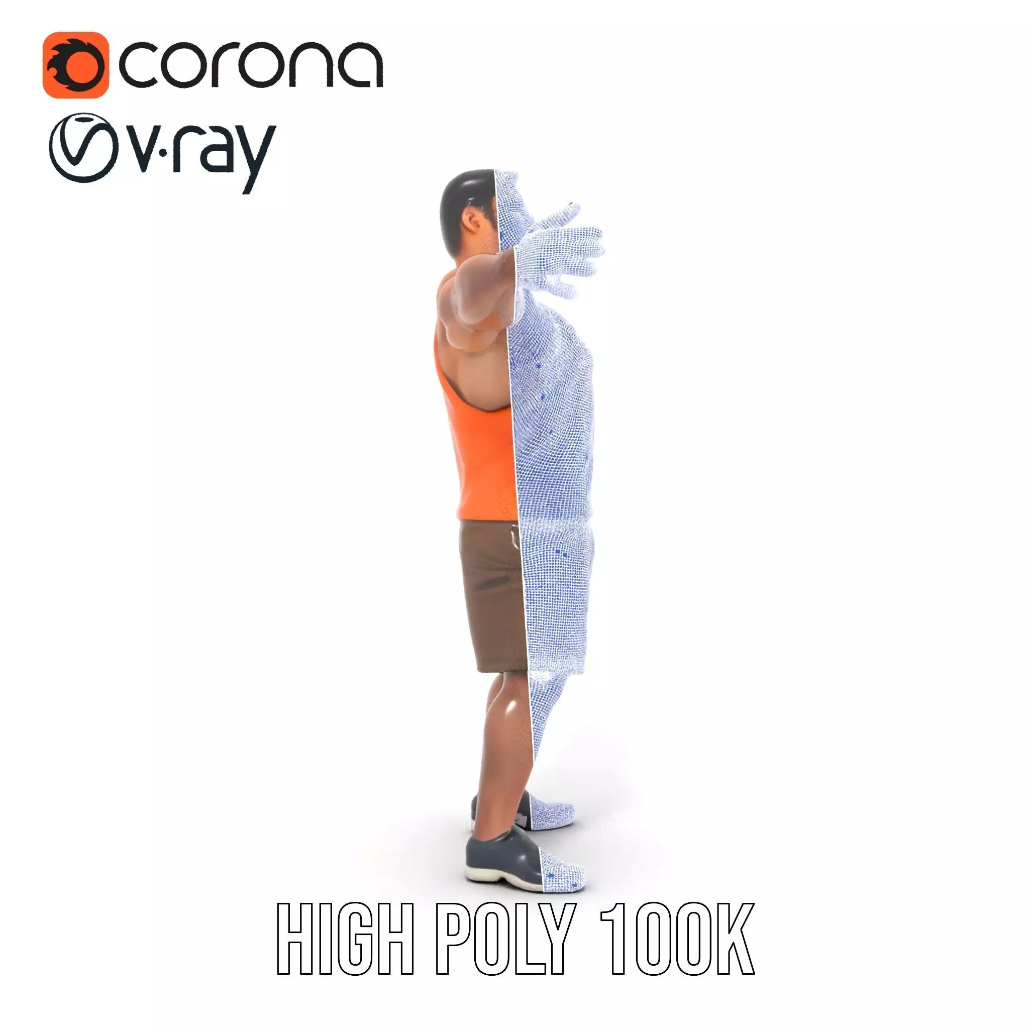 Orange Tank Athlete model pack Low-poly 3D model_34