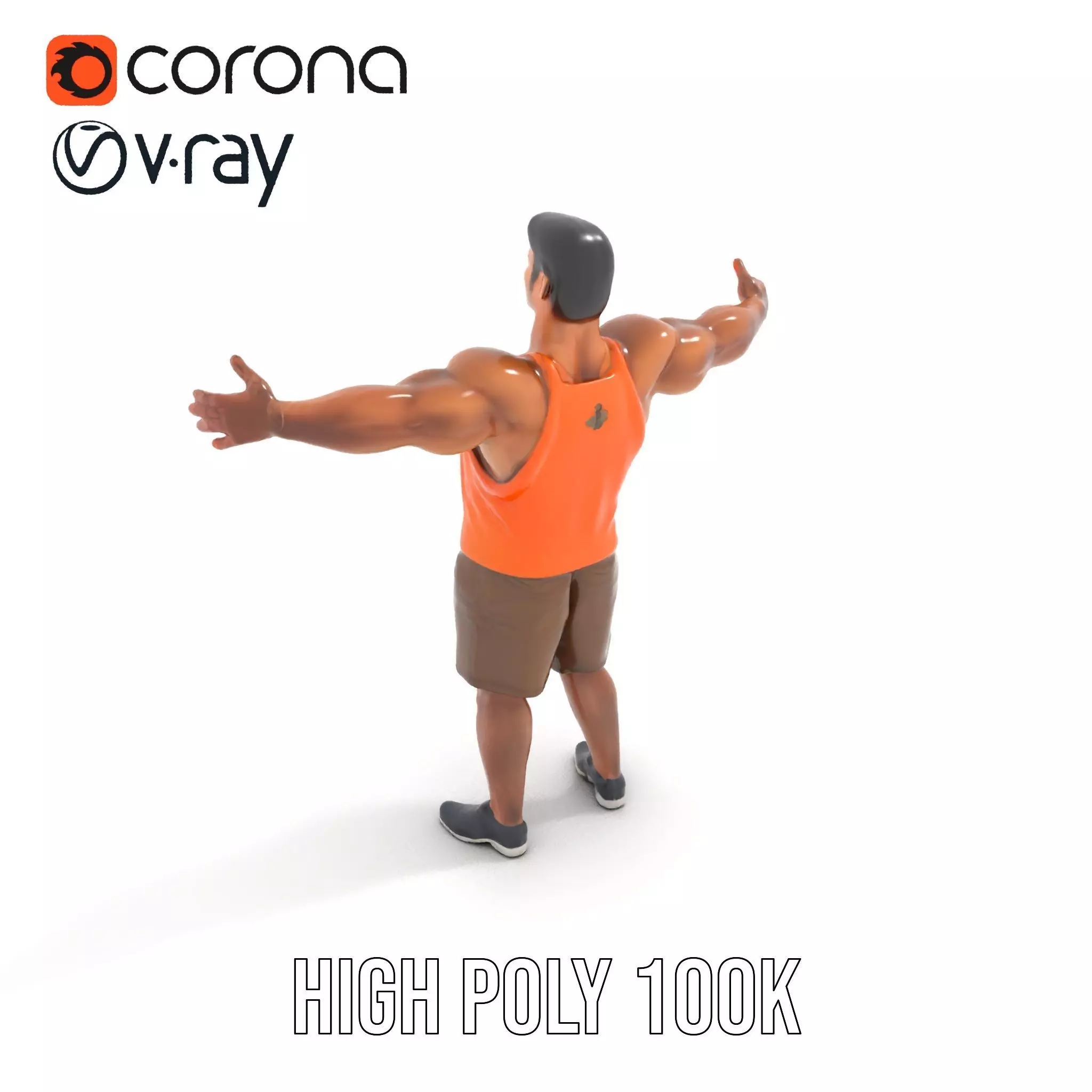 Orange Tank Athlete model pack Low-poly 3D model_27