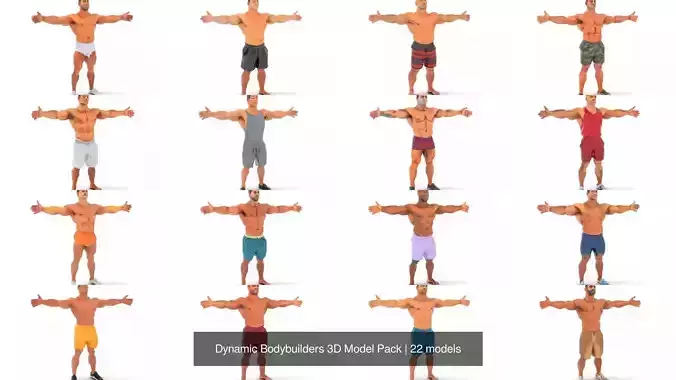 Dynamic Bodybuilders 3D Model Pack 3D Model Collection