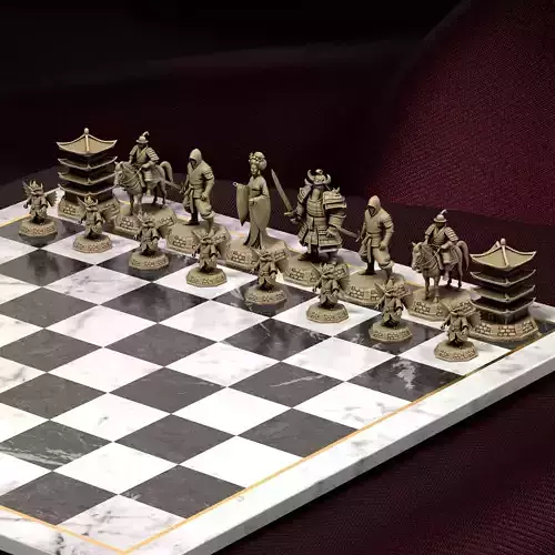 Samurai Warrior Chess Set Ancient Japanese Design