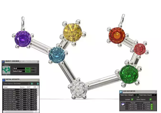 Rainbow Constellation stl 3dm Pendant model jp0365