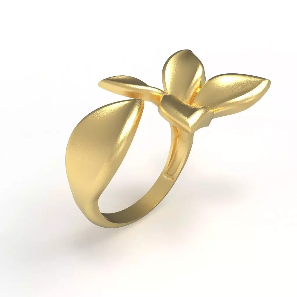 Flower Ring Gold Jewelry Design for 3D printing and Rendering 3D print model_0