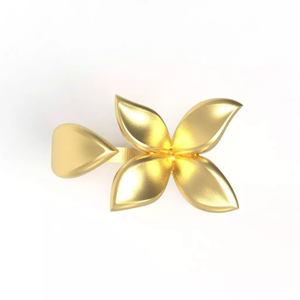 Flower Ring Gold Jewelry Design for 3D printing and Rendering 3D print model_3