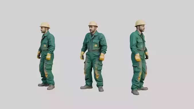 Industrial Worker Rigged and Animated