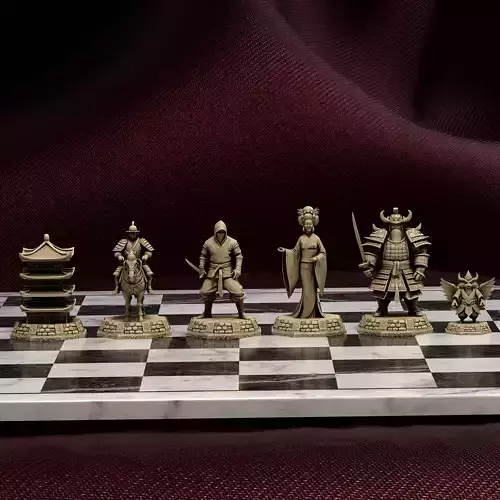 Feudal Japan Samurai Chess Set 3D Model