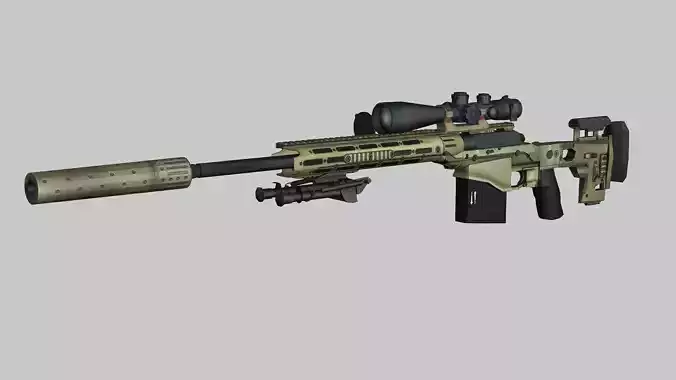 Sniper Denel 9NTW-20 Low-Poly 3D Model
