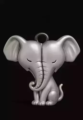 Twin Elephant Love Heart Cute Pendant 