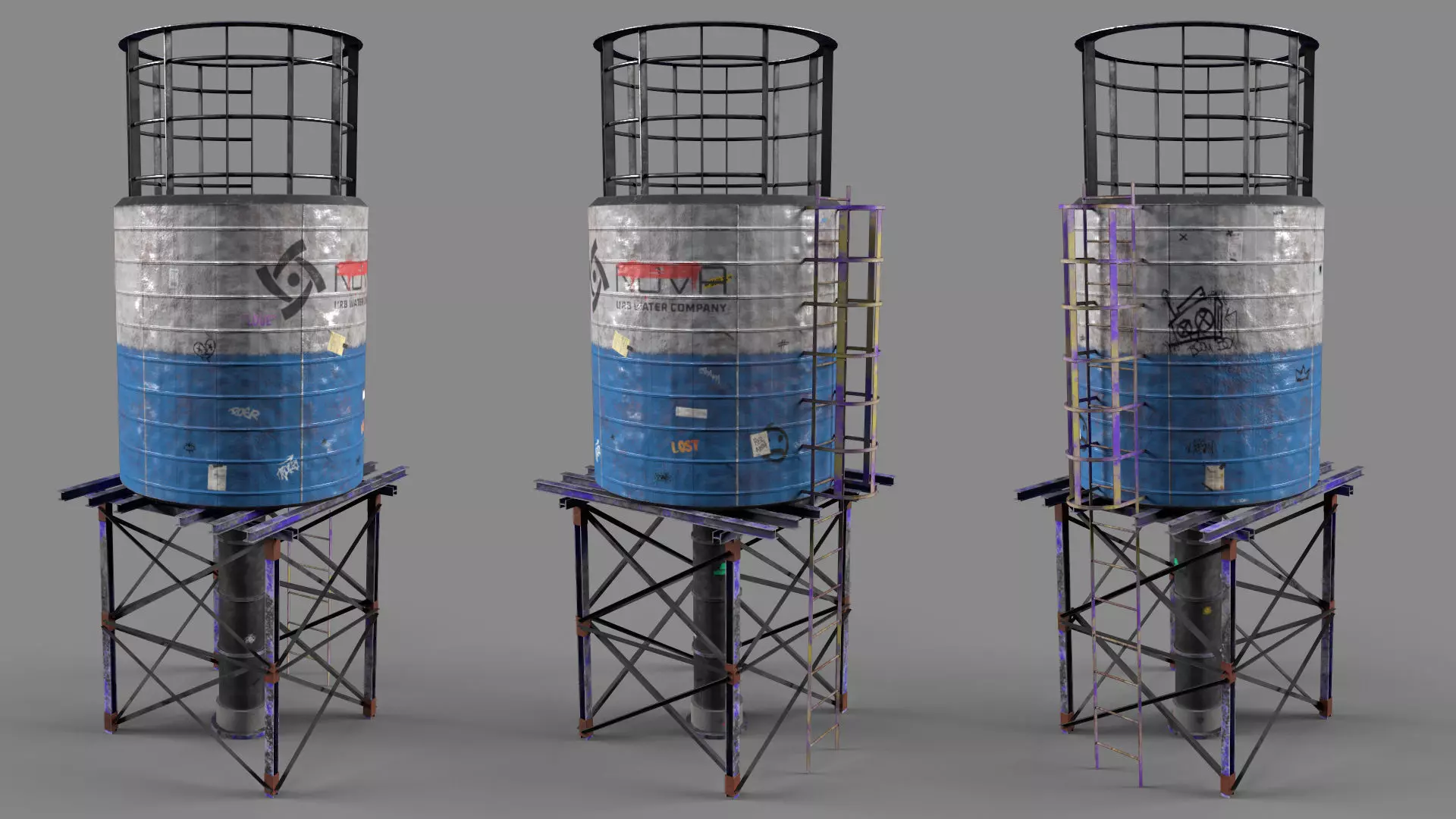 Water Tower Low-poly 3D model