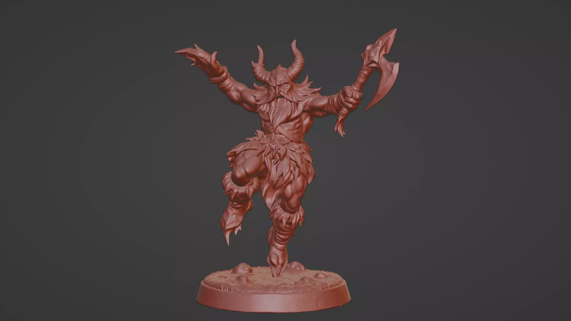 Frost Berserker  Leaping Axe Wielder 3D print model_1