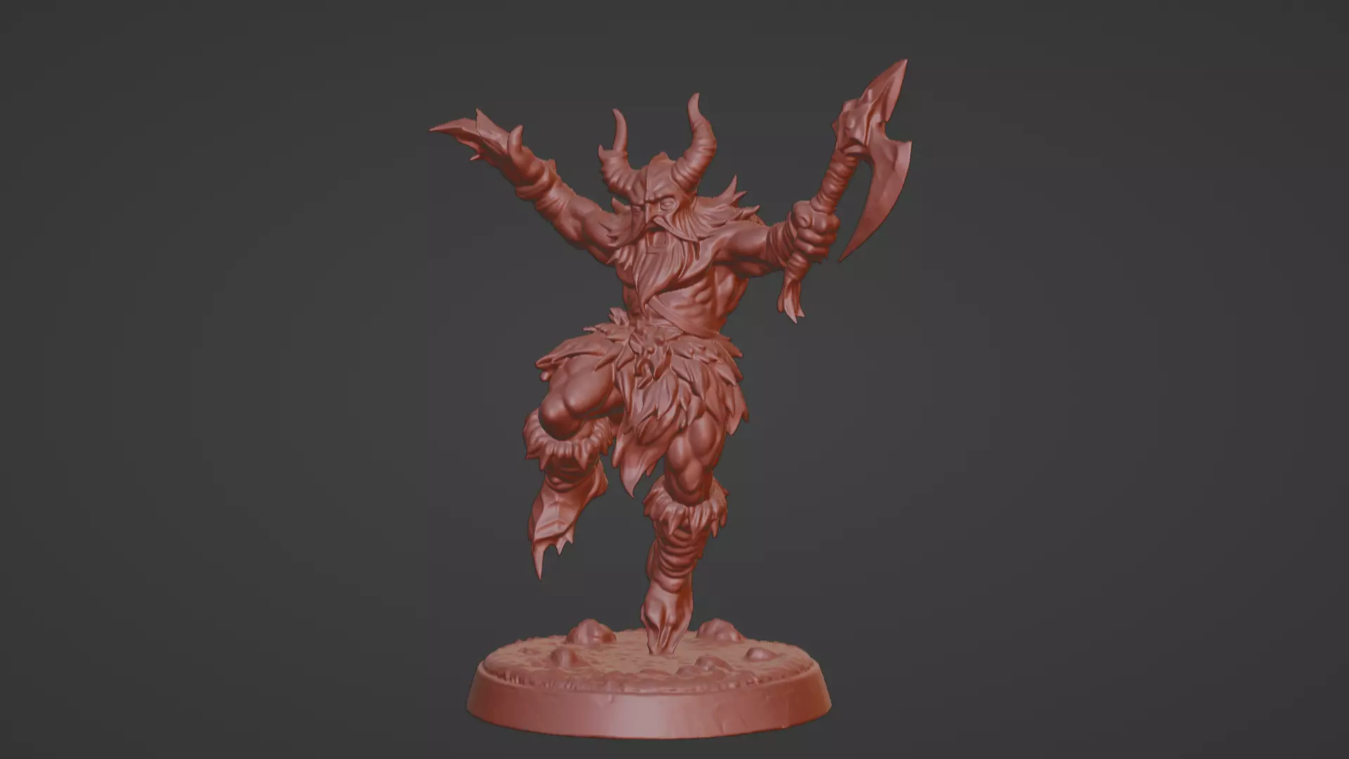 Frost Berserker  Leaping Axe Wielder 3D print model_4