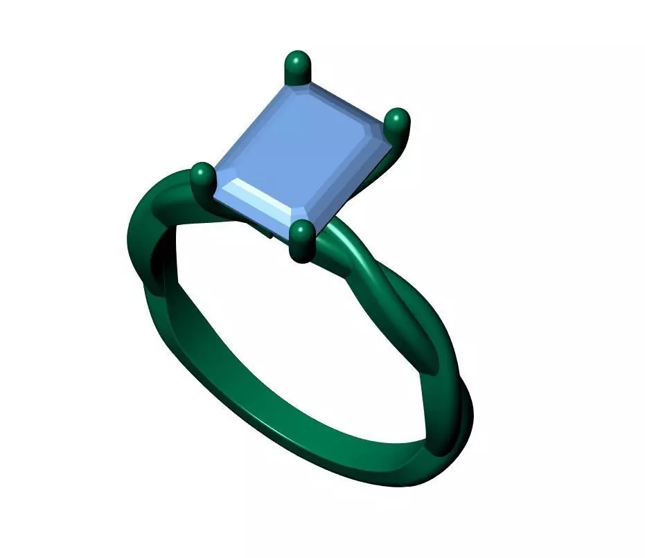 EMERALD STONE RING 3D print model_8