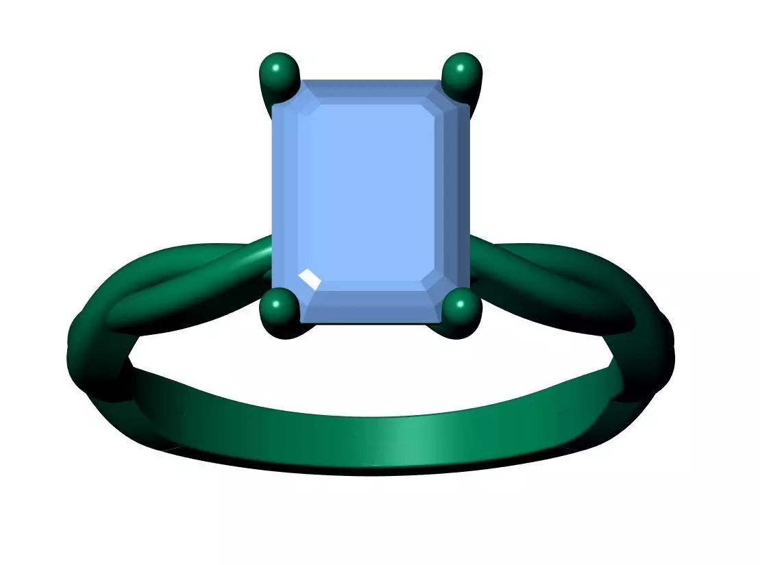 EMERALD STONE RING 3D print model_13