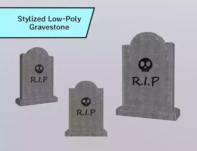 Stylized Low-Poly Gravestone Low-poly 3D model