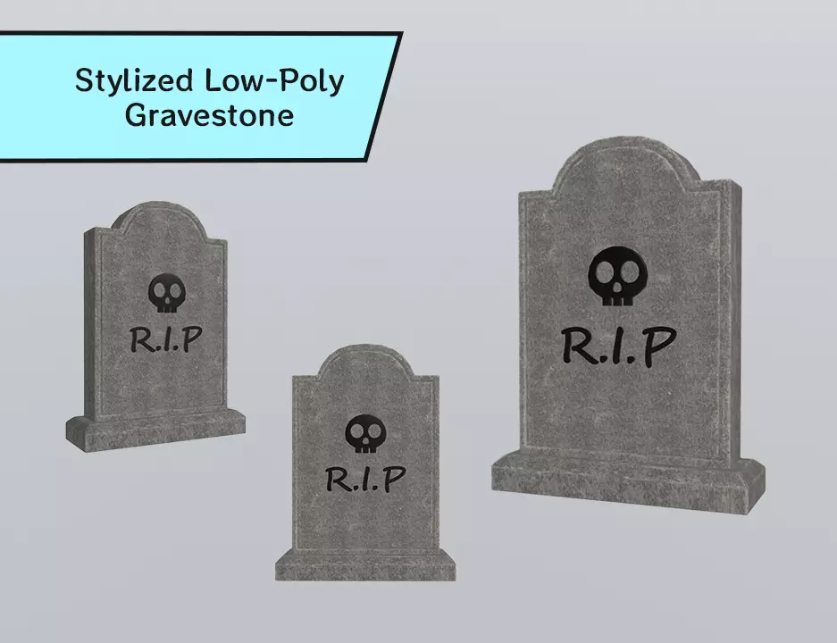 Stylized Low-Poly Gravestone Low-poly 3D model_0