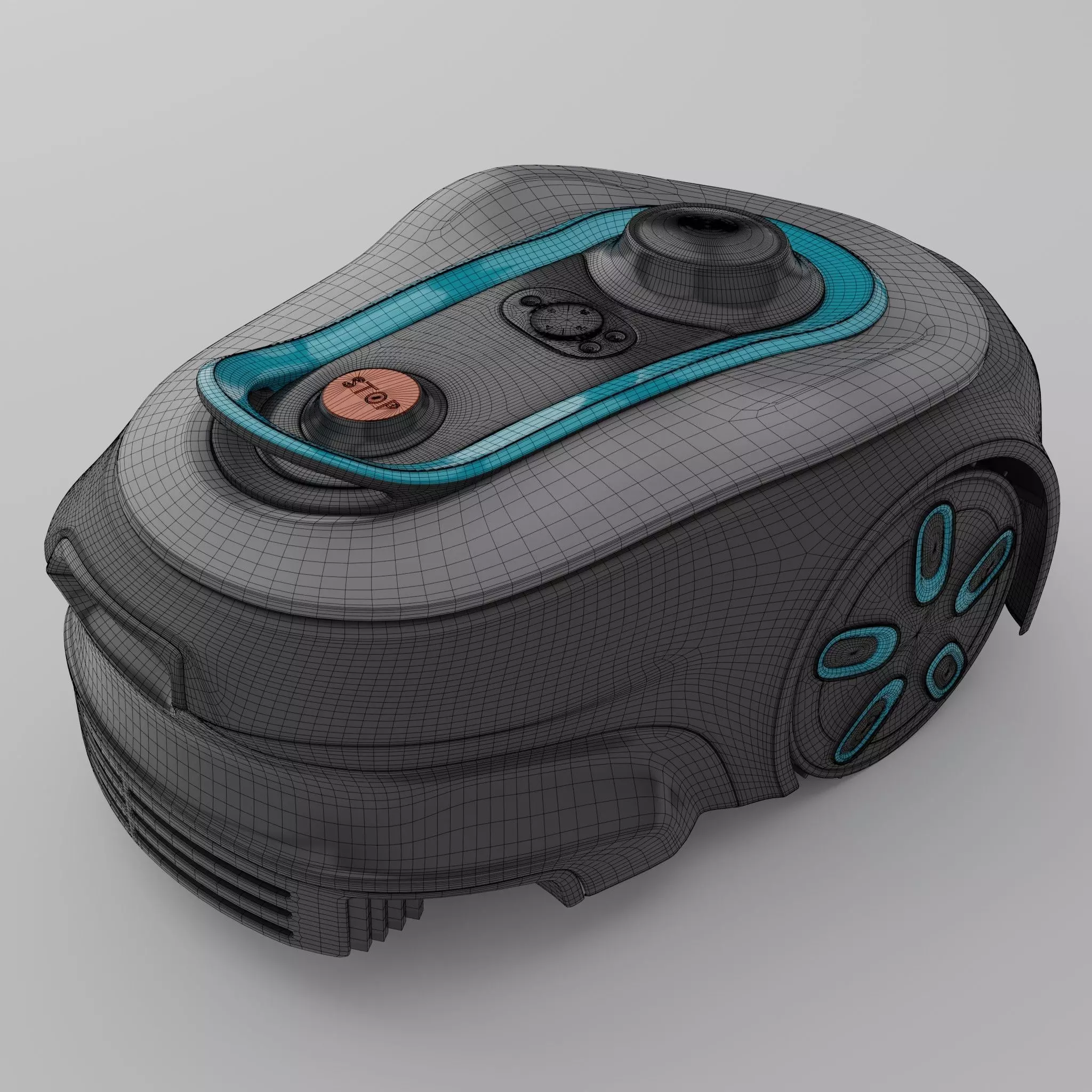 Lawnmower robot Low-poly 3D model_5