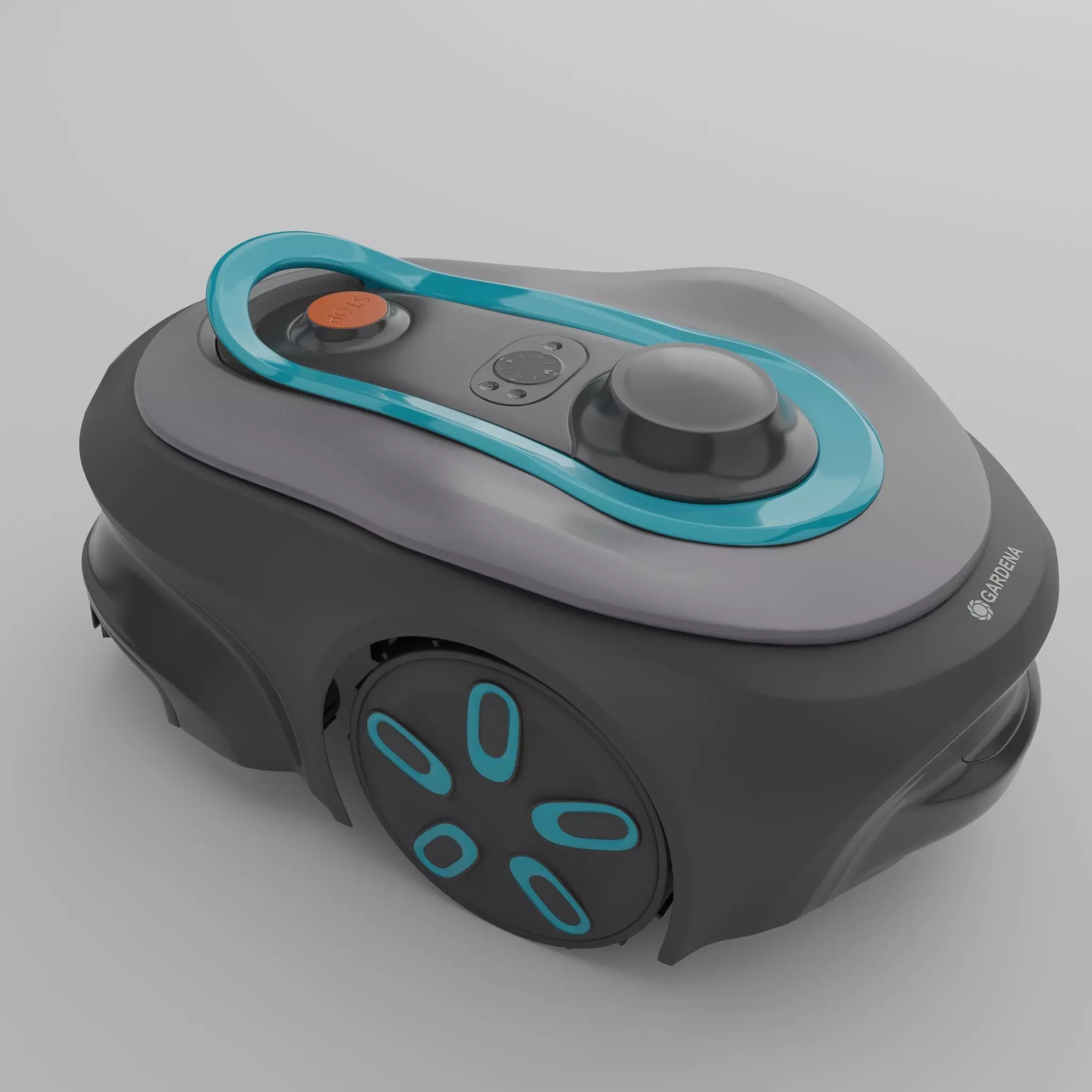 Lawnmower robot Low-poly 3D model_1