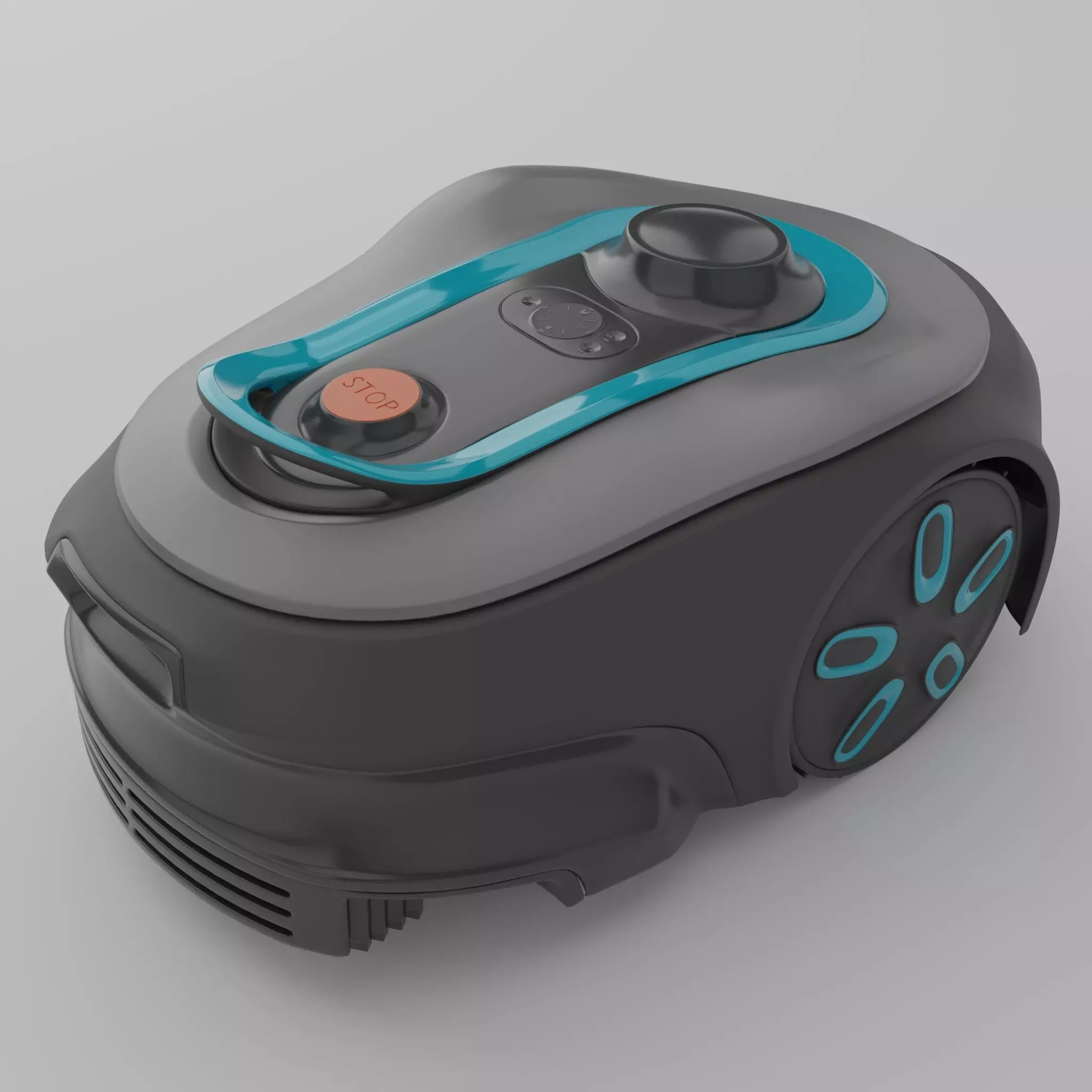 Lawnmower robot Low-poly 3D model_0
