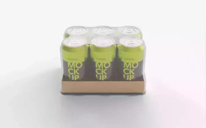 Lime Soda Can Pack of 6 3D model 4