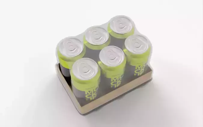 Lime Soda Can Pack of 6 3D model 3
