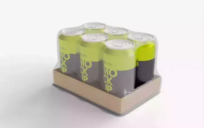 Lime Soda Can Pack of 6 3D model 2