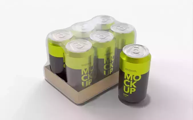 Lime Soda Can Pack of 6 3D model 5