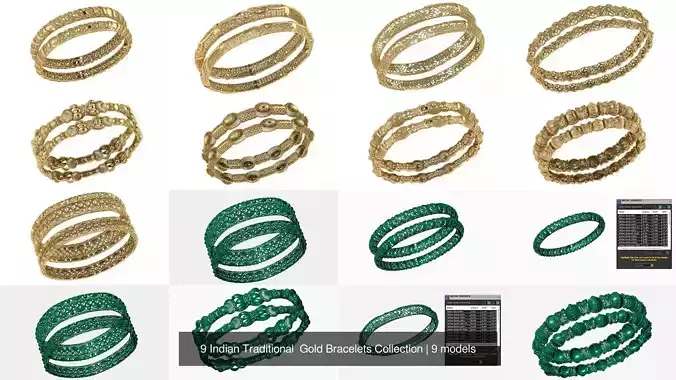 9 Indian Traditional  Gold Bracelets Collection