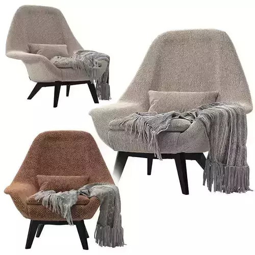 Armchair OLAF WOOD BASE 3D model