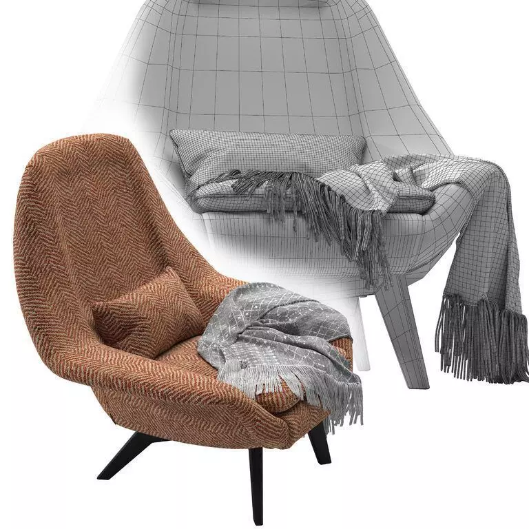 Armchair OLAF WOOD BASE 3D model_4