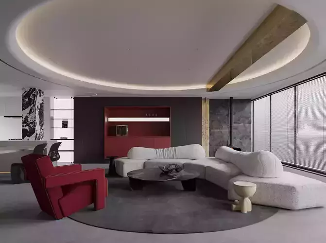 Modern living room dining room interior scenes 