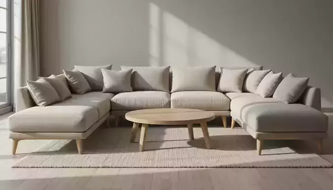 Modular Sofa Set 3D Model  Modern Living Room Furniture