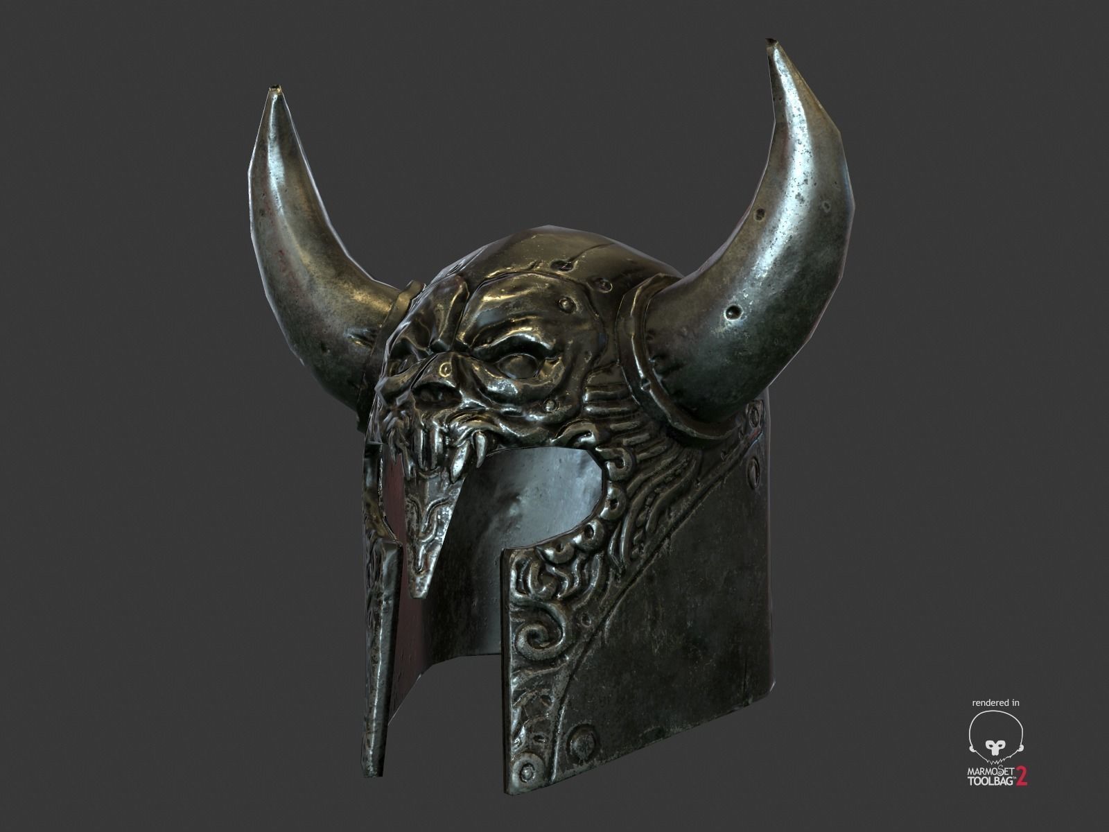 Viking Fantasy Helmet  Low-poly 3D model_4