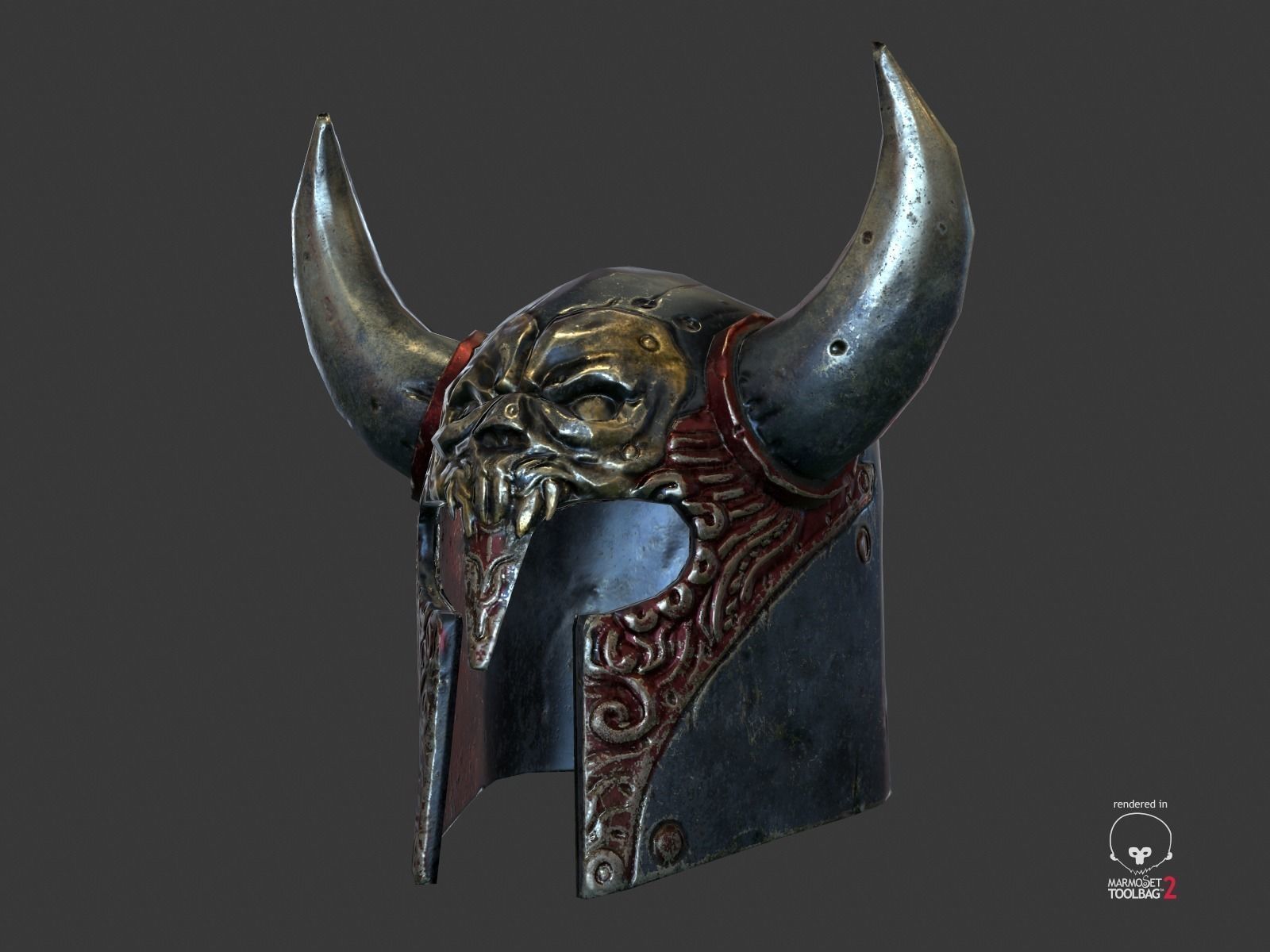 Viking Fantasy Helmet  Low-poly 3D model_1
