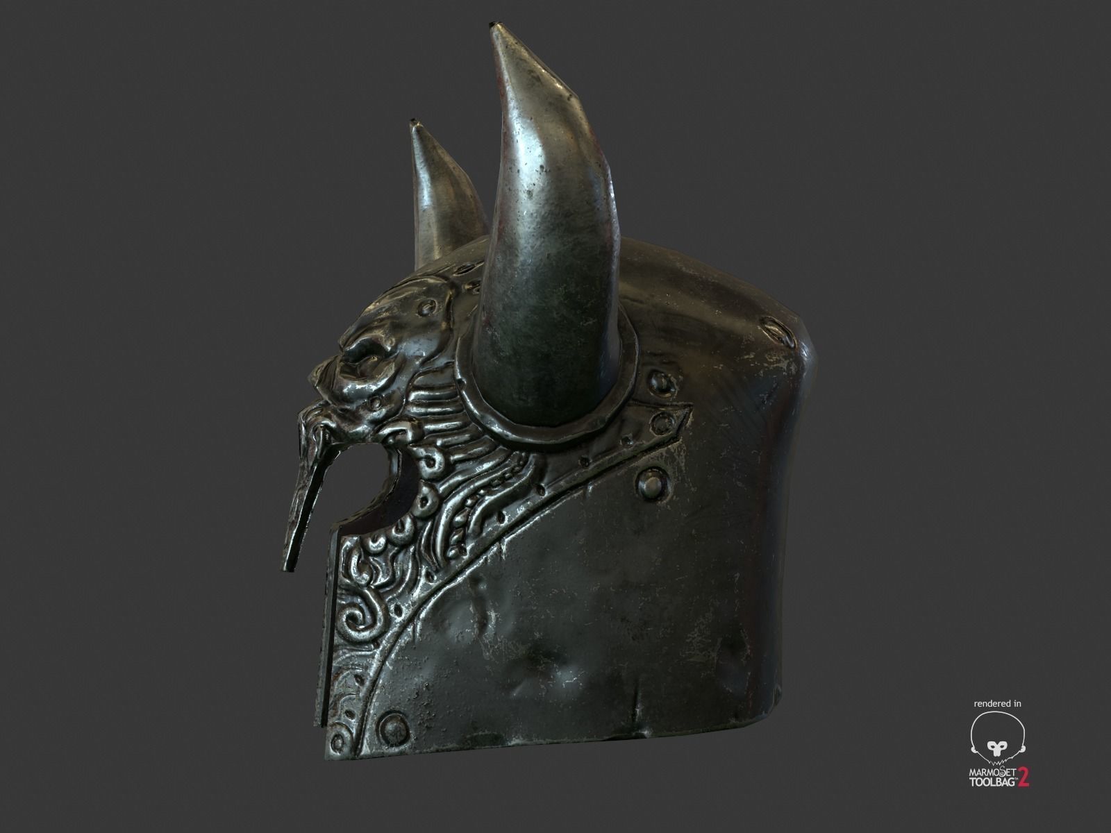 Viking Fantasy Helmet  Low-poly 3D model_5