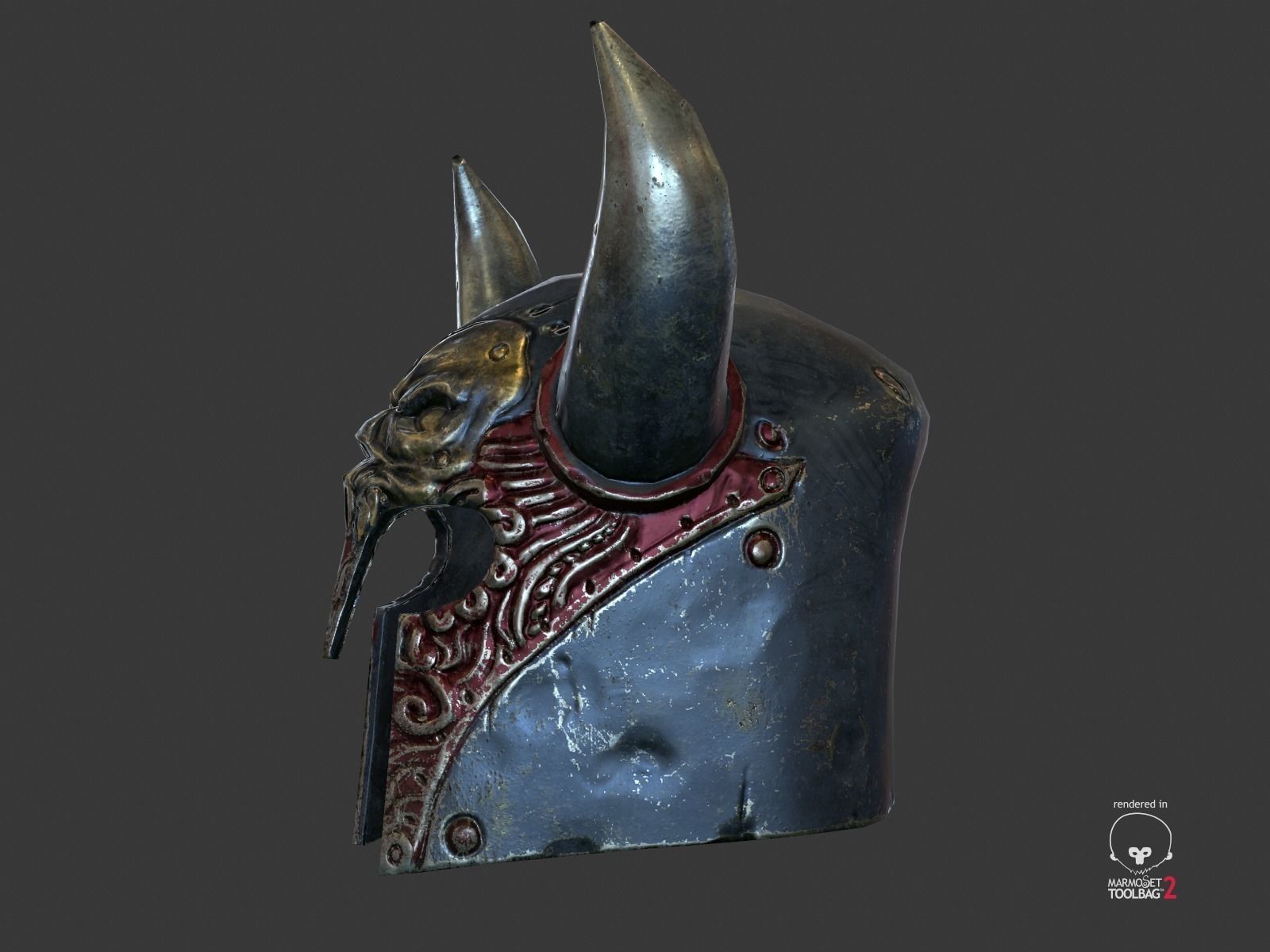 Viking Fantasy Helmet  Low-poly 3D model_2